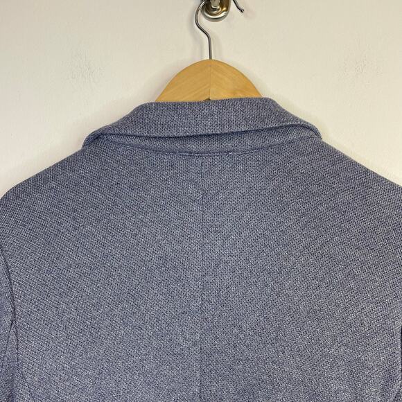 Skies are Blue Asa Stretch Knit Open Jacket Blazer Chambray Blue Cuffed women L - Picture 9 of 13